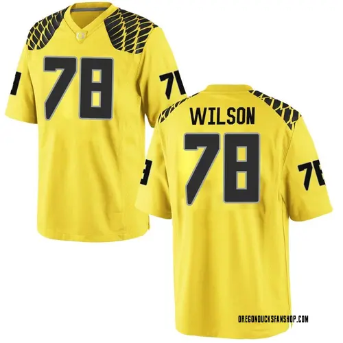 Men's Nike Gernorris Wilson Oregon Ducks Game Gold Football College Jersey