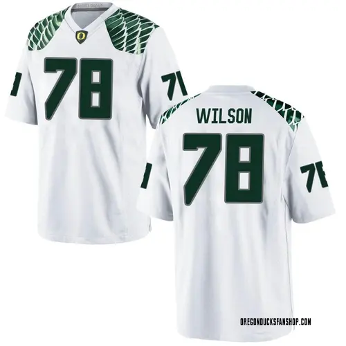 Men's Nike Gernorris Wilson Oregon Ducks Game White Football College Jersey