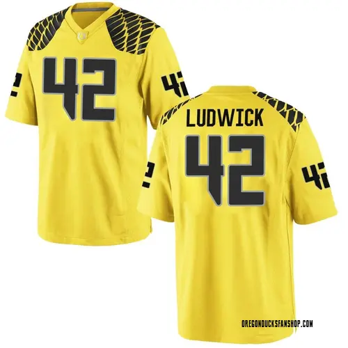 Men's Nike Kaden Ludwick Oregon Ducks Game Gold Football College Jersey