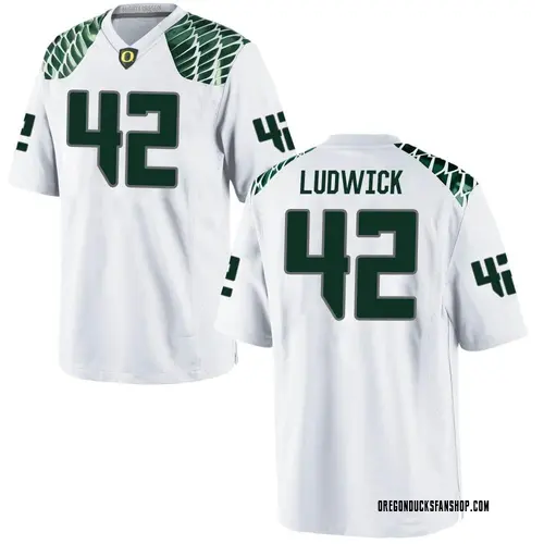 Men's Nike Kaden Ludwick Oregon Ducks Game White Football College Jersey