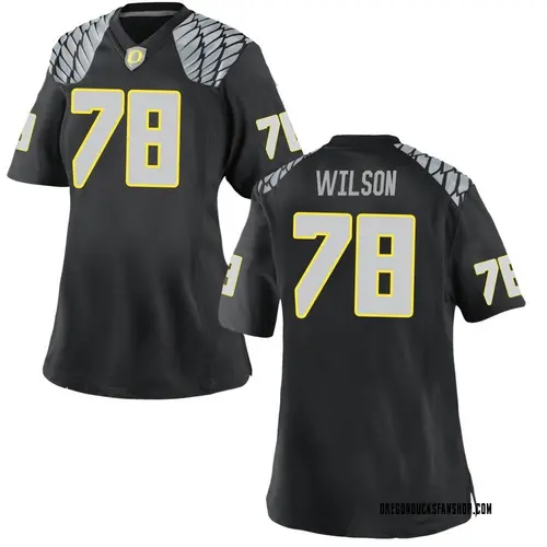 Women's Nike Gernorris Wilson Oregon Ducks Game Black Football College Jersey